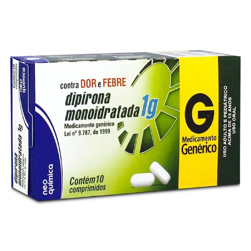 DIPIRONA SODICA 1G 10 CPR GEN (-) NEO QUIMICA - Dipirona Monoidratada ...