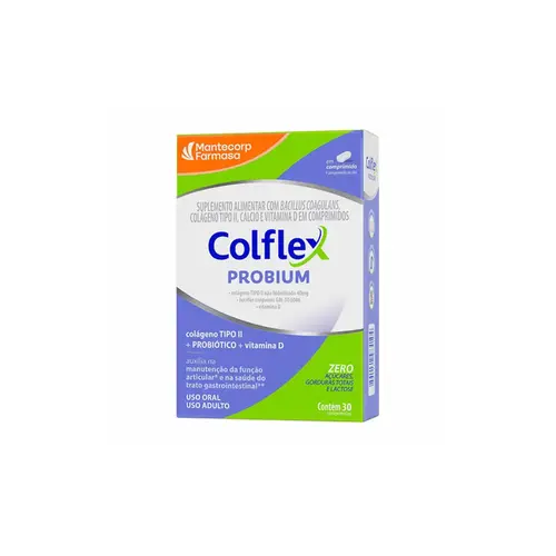 Colflex Probium Colágeno Tipo II 40mg + Probiótico + Vitamina D Com 30 Comprimidos