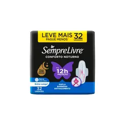 Absorvente Sempre Livre Conforto Noturno Seca Com Abas 32 Unidades