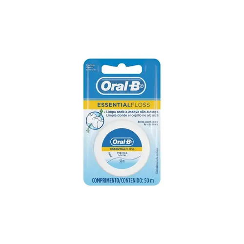 Fio Dental Oral-B Essential Floss Encerado Com 50m Contem 1 Unidade