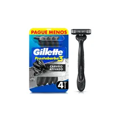 Aparelho de Barbear Gillette Prestobarba 3 Carvão Ativado Com 4 Unidades