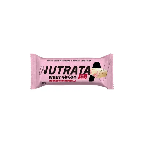 Barra Whey Grego Nutrata Morango Com Chantilly Com 40g