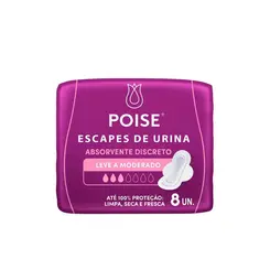 Absorvente Poise Discreto Leve a Moderada Com 8 Unidades