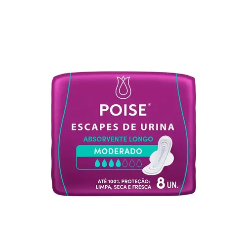 Absorvente Poise Longo Absorção Moderada Com 8 Unidades