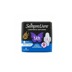 Absorvente Sempre Livre Conforto Noturno Seca Com 8 Unidades