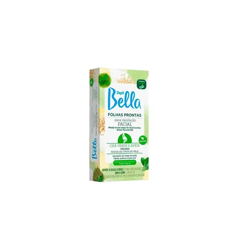 Depil Bella Folhas Prontas Facial Chá Verde e Aveia Com 16 Unidades