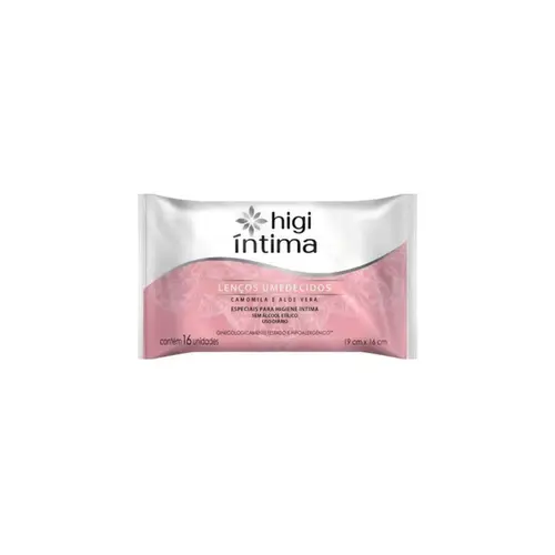 Lenços Umedecidos Higi Intima Camomila e Aloe Vera Com 16 Unidades