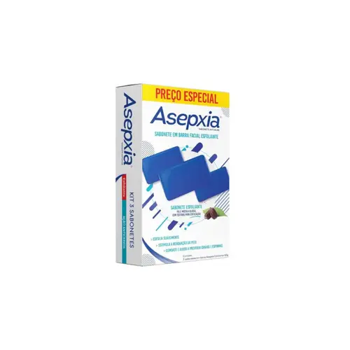 Kit Asepxia Sabonete Em Barra Facial Esfoliante Antiacne