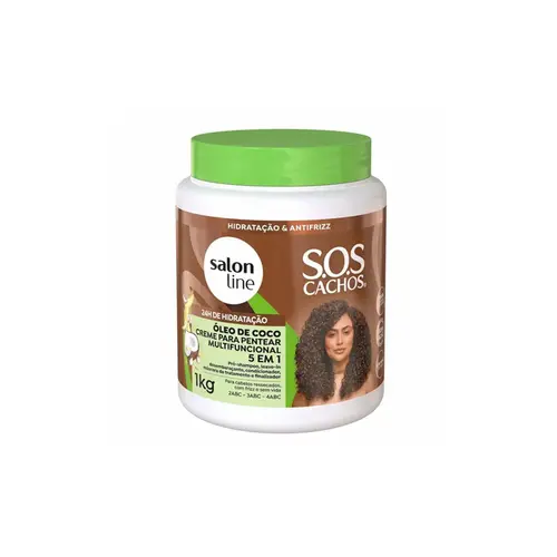 Creme Salon Line 5 em 1 Sos Cachos Óleo de Coco Com 1Kg