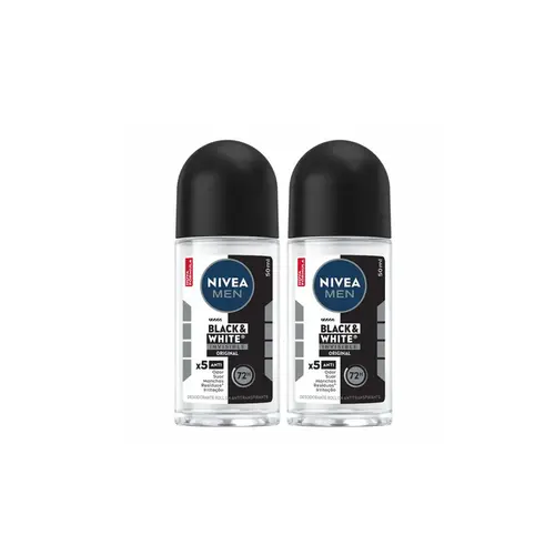 Kit Desodorante Roll-On Nivea Men Black & White Invisible Original Com 2 Unidades 50ml