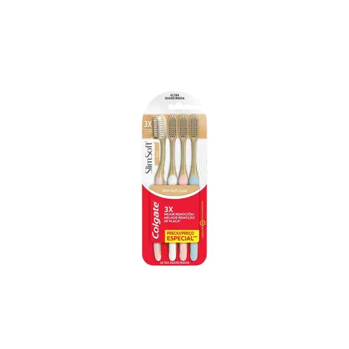 Escova Dental Colgate Slim Soft Gold Ultra Macia 4 Unidades