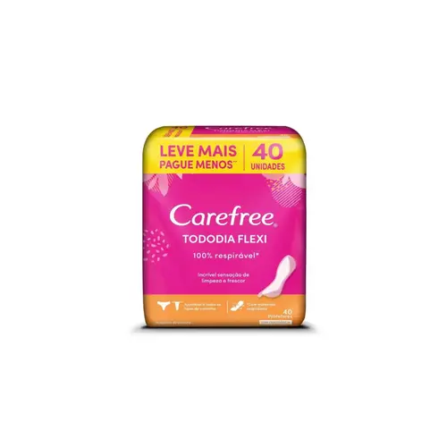 Protetor Diário Carefree Tododia Flexi Sem Fragrância Com 40 Unidades