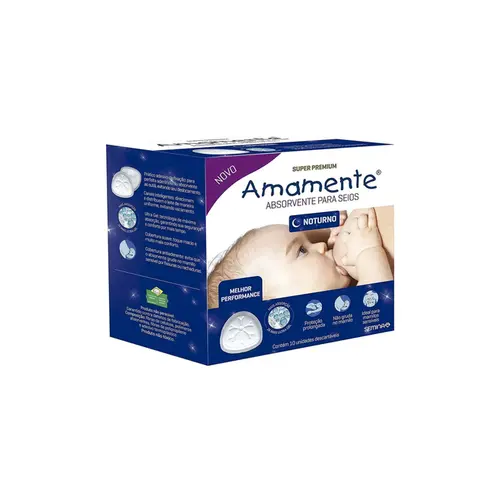 Absorvente Para Seios Noturno Amamente Com 10 Unidades