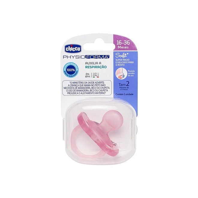 Chupeta Physioforma Chicco Soft Silicone Rosa Tam 2 (16-36m) - Chupeta ...