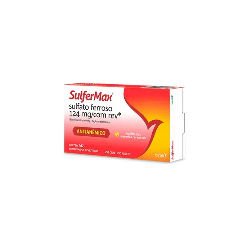Sulfermax Sulfato Ferroso 40mg Airela Com 40 Comprimidos