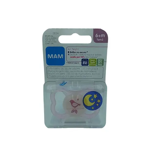 Chupeta MAM Air Night Tamanho 2 Cor Rosa Com 1 Unidade