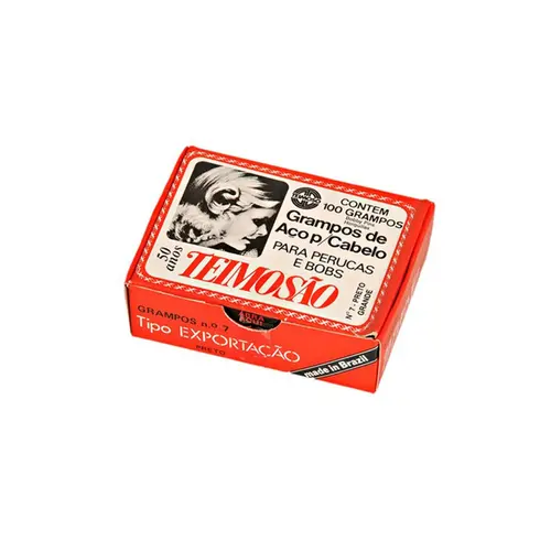 Grampo de Cabelo Teimosão Preto Nº 7 Com 100 Unidades