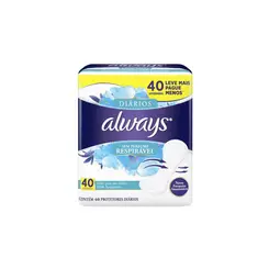 Protetor Diário Always Sem Perfume Com 40 Unidades